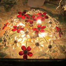 Load image into Gallery viewer, 1970s French floral crystal ceiling light by Maison Bagues
