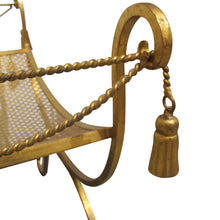 Load image into Gallery viewer, Mid-Century Italian Gilded X-Frame Curule Vanity Stool with Metal Mesh
