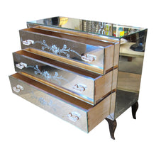 Load image into Gallery viewer, French Mirrored Chest of Drawers with Floral Detail, Circa 1950s
