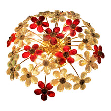 Load image into Gallery viewer, 1970s French floral crystal ceiling light by Maison Bagues
