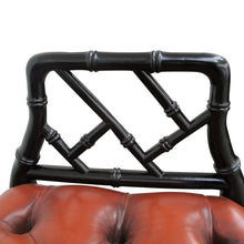 Load image into Gallery viewer, 1950s English Red Leather Bench with Faux Bamboo Frame
