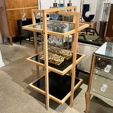 Load image into Gallery viewer, Pair of 1970s/80s Structural Blonde Maple and Black Wood Shelving Units
