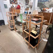 Load image into Gallery viewer, Pair of 1970s/80s Structural Blonde Maple and Black Wood Shelving Units
