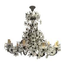 Load image into Gallery viewer, French 10-Branch Floral Crystal Chandelier, Attributed to Maison Bagués, Circa 1940s–1950s
