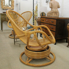 Load image into Gallery viewer, Mid-Century French Bamboo Lounge Chairs with Swivel Rocking Bases

