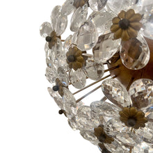 Load image into Gallery viewer, 1970s Italian Banci Firenze Round Floral Crystal Ceiling Light
