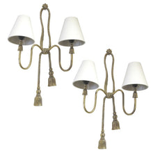 Load image into Gallery viewer, 1950s Pair of Valenti Brass Rope Wall Lights with Tassels, Spanish
