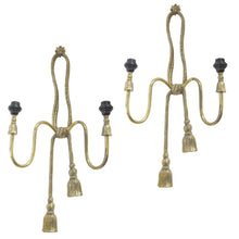 Load image into Gallery viewer, 1950s Pair of Valenti Brass Rope Wall Lights with Tassels, Spanish
