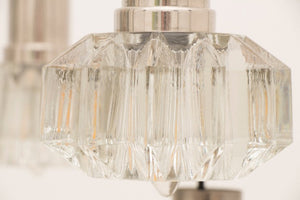 1970s 6 Shade Glass and Chrome Hanging Light