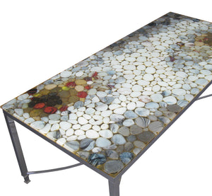 Scandinavian 1970s Coffee Table With Natural Stone and Acrylic Top
