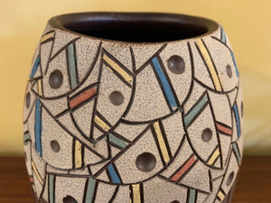 Vintage Abstract Fish Design Matte Vase