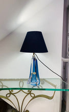 Load image into Gallery viewer, 1950s Val St Lambert Blue Crystal Glass Table Lamp
