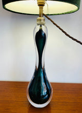Load image into Gallery viewer, 1950s Val St Lambert Green Glass Hourglass Table Lamp
