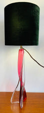 Load image into Gallery viewer, 1950s Val St Lambert Pink Twisted Tripod Table Lamp
