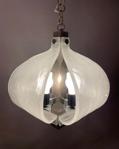1960s Kaiser Murano Glass and Chrome Ceiling Light