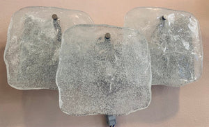 1960s Kalmar Iced Glass Wall Lights. Two available