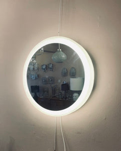 1970s German Round Illuminated Wall Mirror