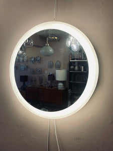 1970s German Round Illuminated Wall Mirror