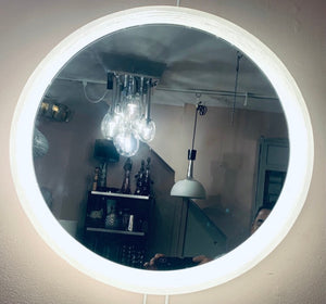 1970s German Round Illuminated Wall Mirror