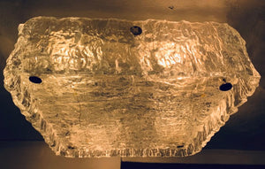 1970s Kaiser Ice Glass Flush Mount Ceiling Light