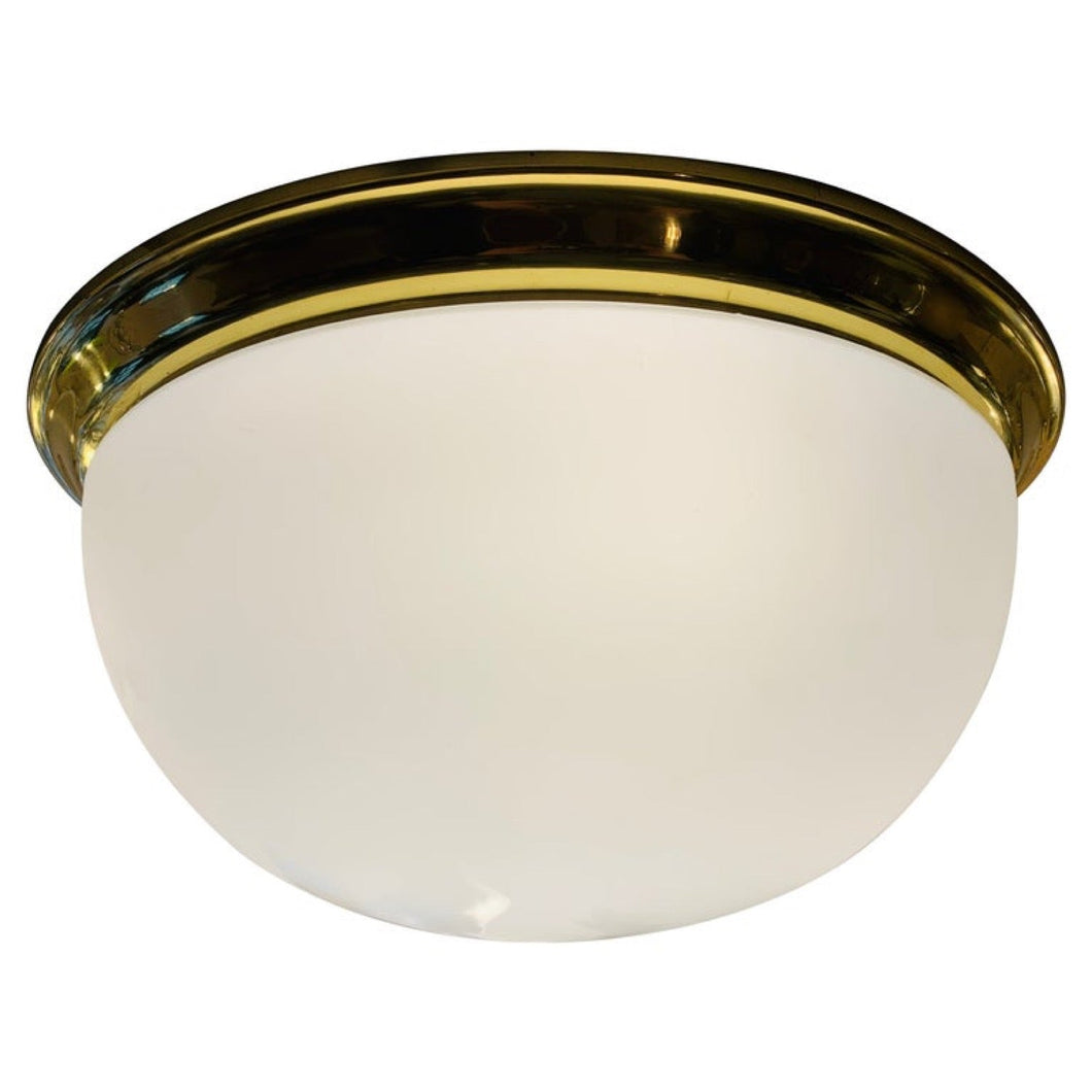 1970s Opaque Glass Dome Glashütte Limburg Flush Mount