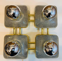 Load image into Gallery viewer, 1970s Sische Brass and Frosted Glass Wall Light
