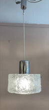 Load image into Gallery viewer, 1970s Kaiser Leuchten Frosted Glass and Chrome Hanging Light
