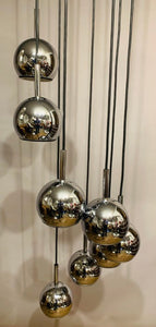 1970s 8 Chrome Cascading Globe Hanging Light