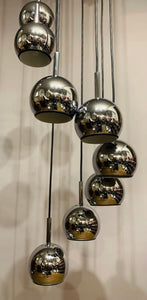 1970s 8 Chrome Cascading Globe Hanging Light
