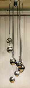 1970s 8 Chrome Cascading Globe Hanging Light