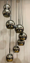 Load image into Gallery viewer, 1970s 8 Chrome Cascading Globe Hanging Light
