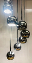 Load image into Gallery viewer, 1970s 8 Chrome Cascading Globe Hanging Light
