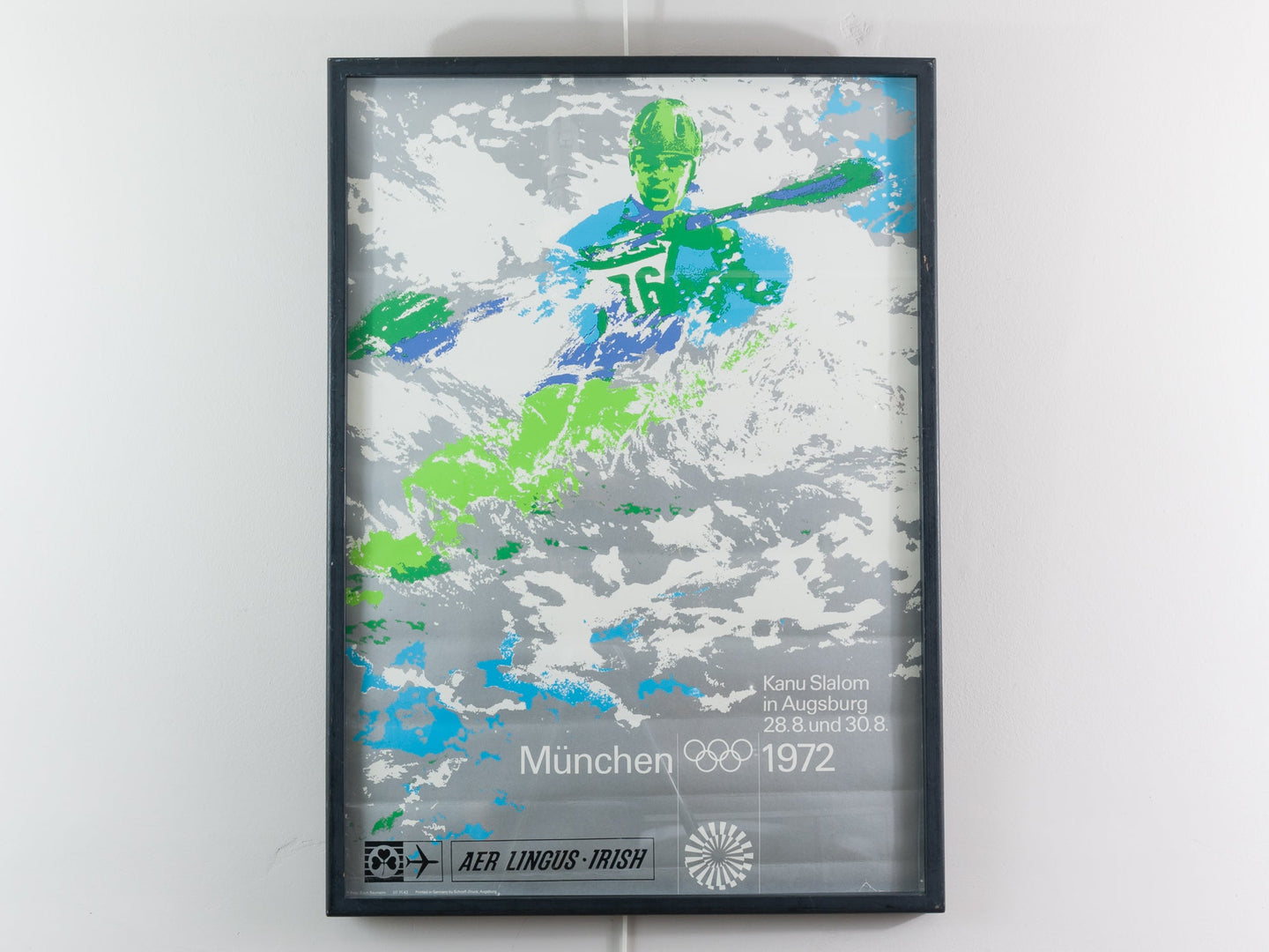 Original 1972 Munich Olympics Men's Kayak Poster by Otto “otl” Aicher