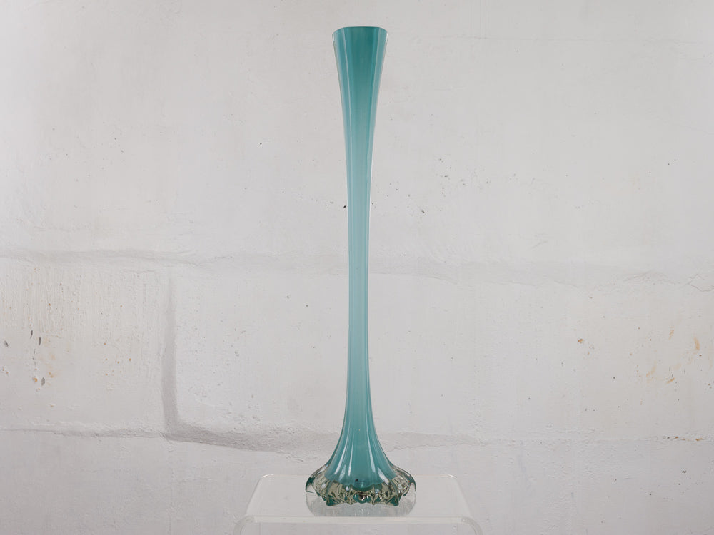 Vintage JM Studio Hand Made Glass Turquoise Vase