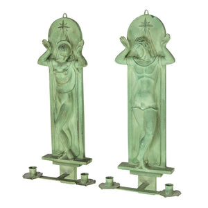Pair of Art Deco wall sconces, with candle holders