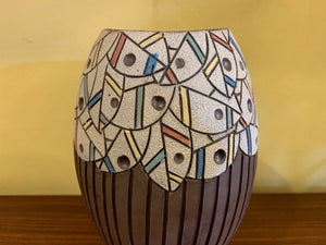 Vintage Abstract Fish Design Matte Vase