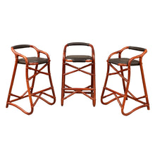 Load image into Gallery viewer, French 1970s Set of Three French Riviera Bamboo Bar Stools

