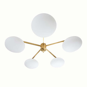 Glass And Brass Flash Mount Star Ceiling Light