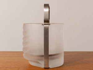 1970s Azteca Frosted Crystal Glass Ice Bucket by Fabio Frontini