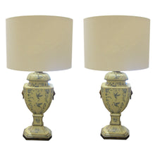 Load image into Gallery viewer, French 1950s Pair Of Hand Painted Toleware Table Lamps
