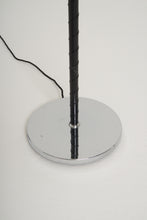 Load image into Gallery viewer, Mid-Century Black Leather and Nickel Floor Lamp
