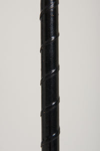 Mid-Century Black Leather and Nickel Floor Lamp
