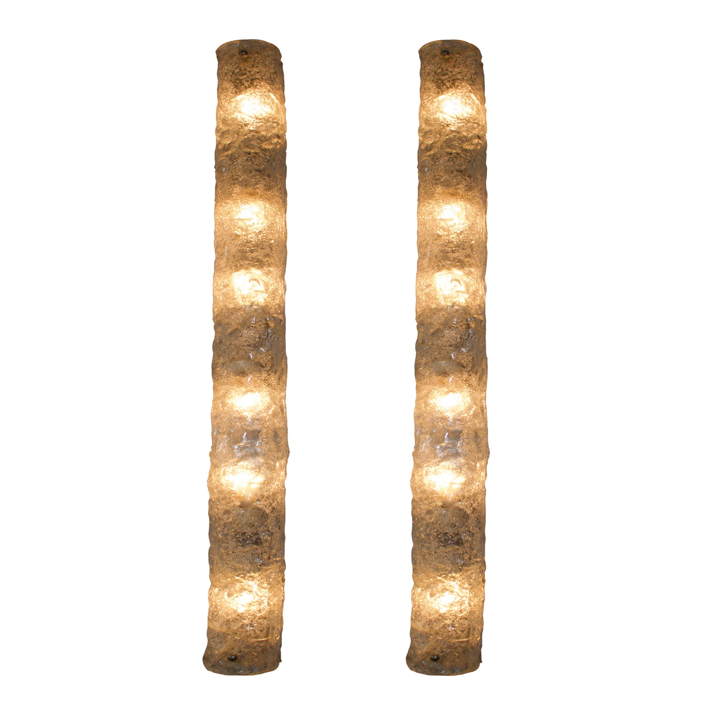 1960s Long Icicle Textured Glass Wall Lights On a Chrome Frame by Hillbrand, Germany