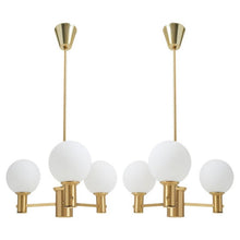 Load image into Gallery viewer, Pair of Brass and Glass Ceiling Lights by Erik Wärnå
