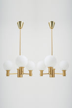 Load image into Gallery viewer, Pair of Brass and Glass Ceiling Lights by Erik Wärnå

