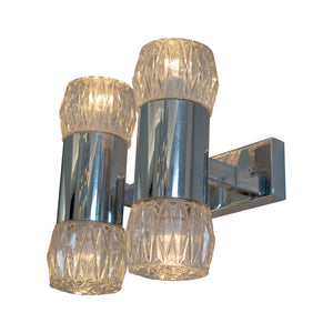 1970s  Pair of Chrome and Glass Wall Lights by G. Sciolary, Italy