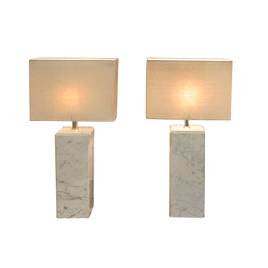 A pair of Italian white marble table lamps