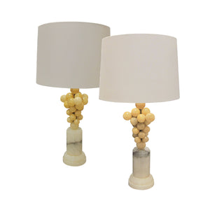 A pair of alabaster table lamps, 1970's