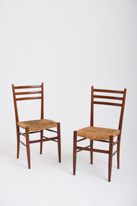 Pair of Midcentury Teak and Rush Chairs by Otto Gerdau