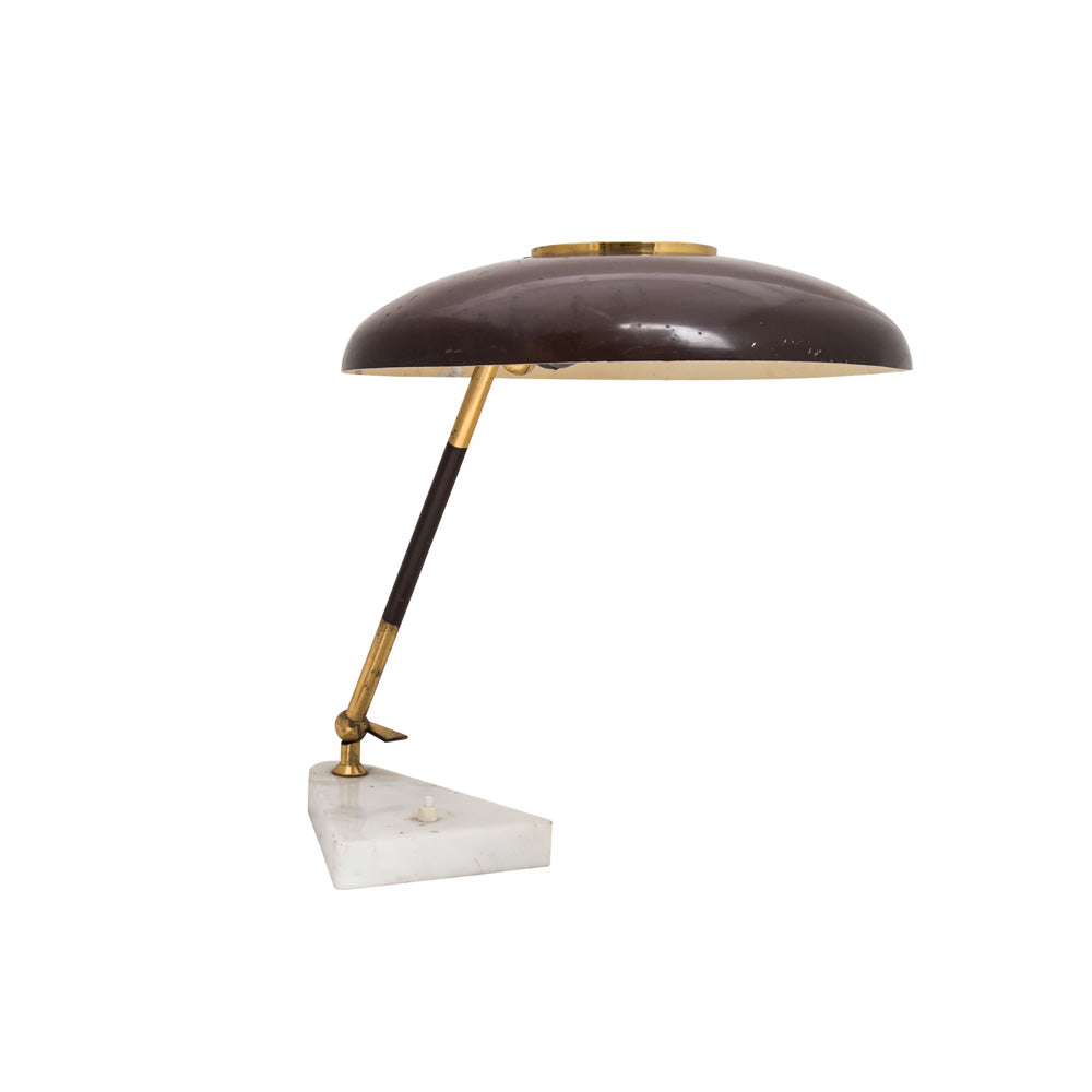 1950s Italian Design Brown Colour Shade Table Lamp By Stilux Milano